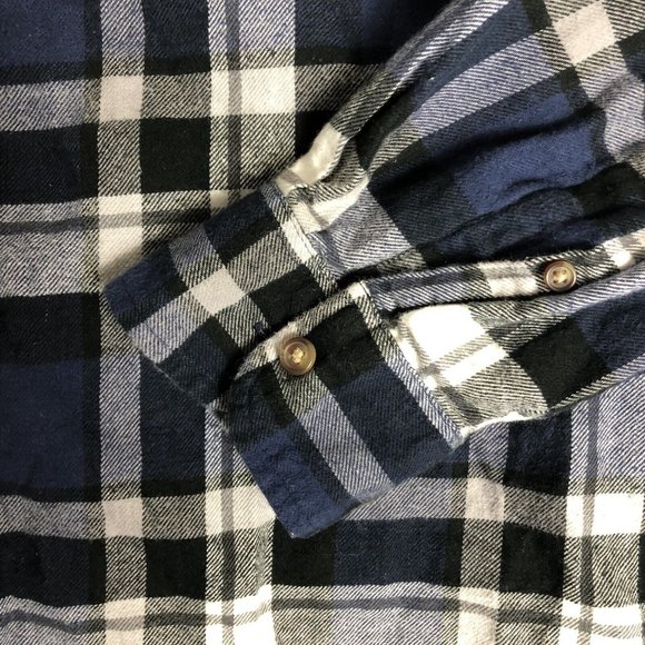 Chaps Performance Flannel‎ Breathable Shirt Blue White Size Large L16 - Picture 4 of 4